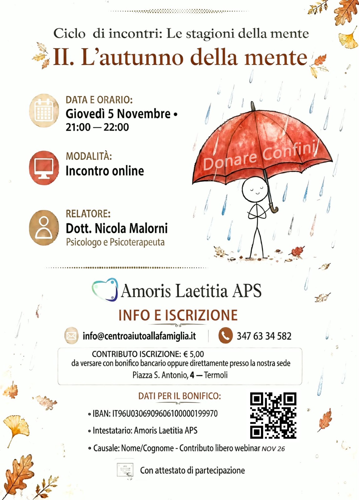 LE STAGIONI DELLA MENTE 2° Incontro: L’autunno della mente “Il limite come luogo sicuro”